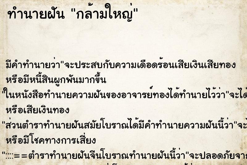 ทำนายฝันทำนายฝันกล้ามใหญ่