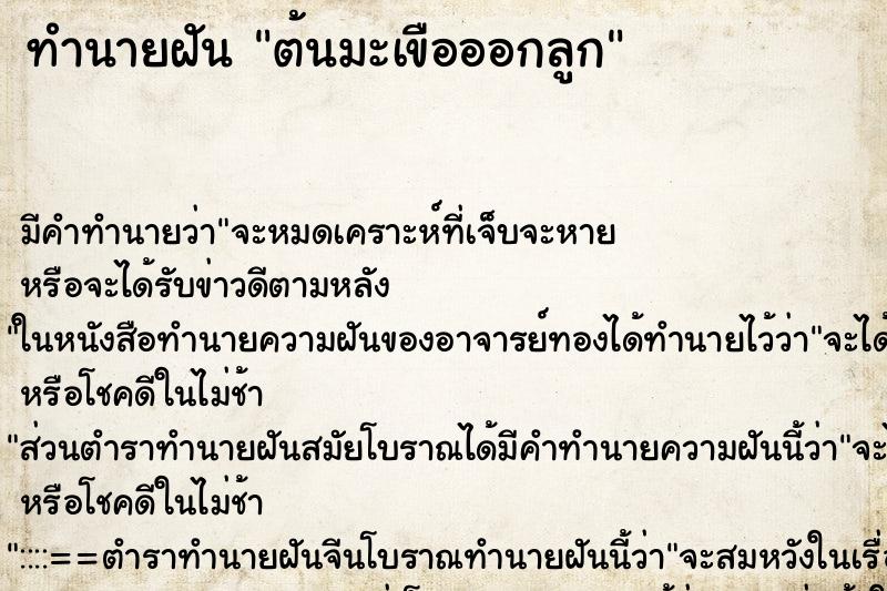 ทำนายฝัน ต้นมะเขือออกลูก