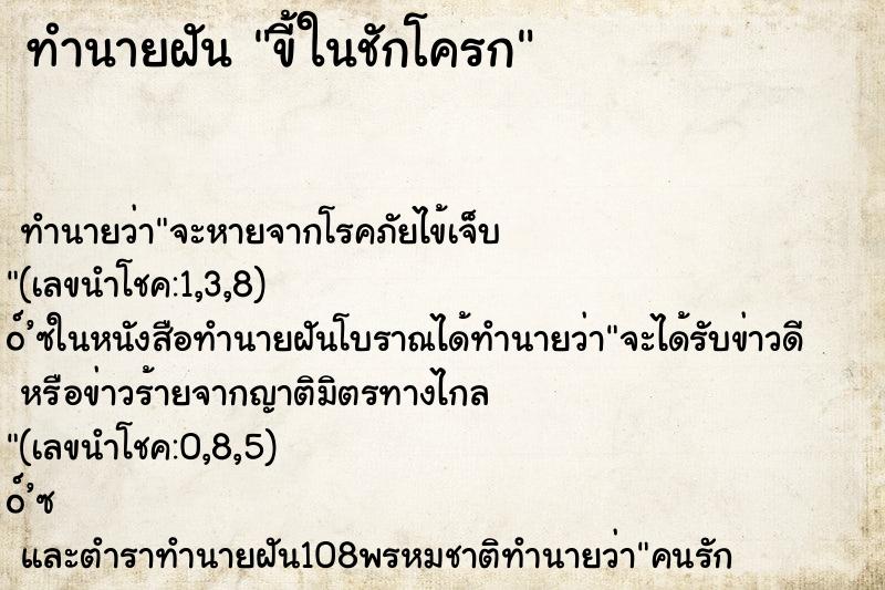 ทำนายฝัน ขี้ในชักโครก ตำราโบราณ แม่นที่สุดในโลก