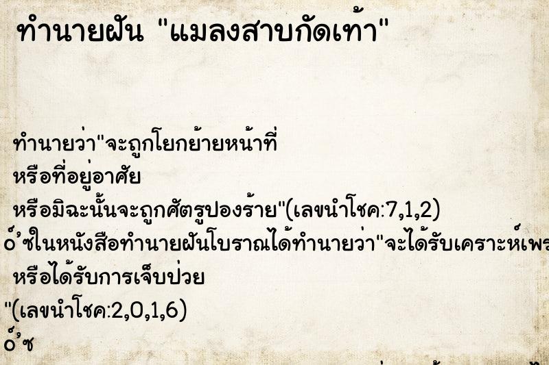 ทำนายฝัน แมลงสาบกัดเท้า ตำราโบราณ แม่นที่สุดในโลก