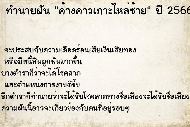 ทำนายฝัน ค้างคาวเกาะไหล่ซ้าย