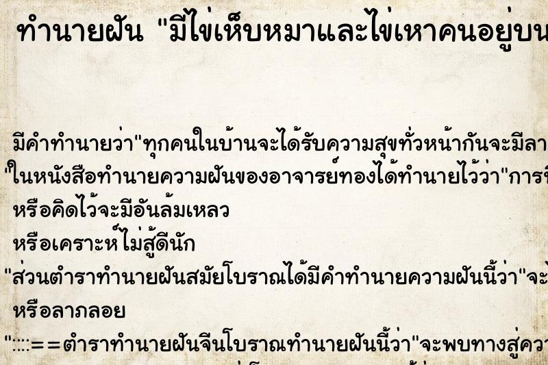 ทำนายฝัน มีไข่เห็บหมาและไข่เหาคนอยู่บนหัว ตำราโบราณ แม่นที่สุดในโลก