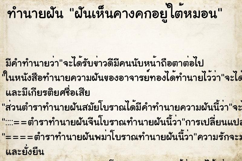ทำนายฝันฝันเห็นคางคกอยู่ใต้หมอน ทำนายฝันทำนายฝันฝันเห็นคางคกอยู่ใต้หมอน