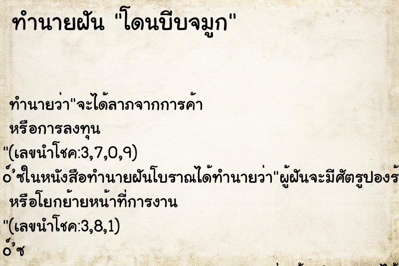 ทำนายฝันโดนบีบจมูก ทำนายฝันทำนายฝันโดนบีบจมูก