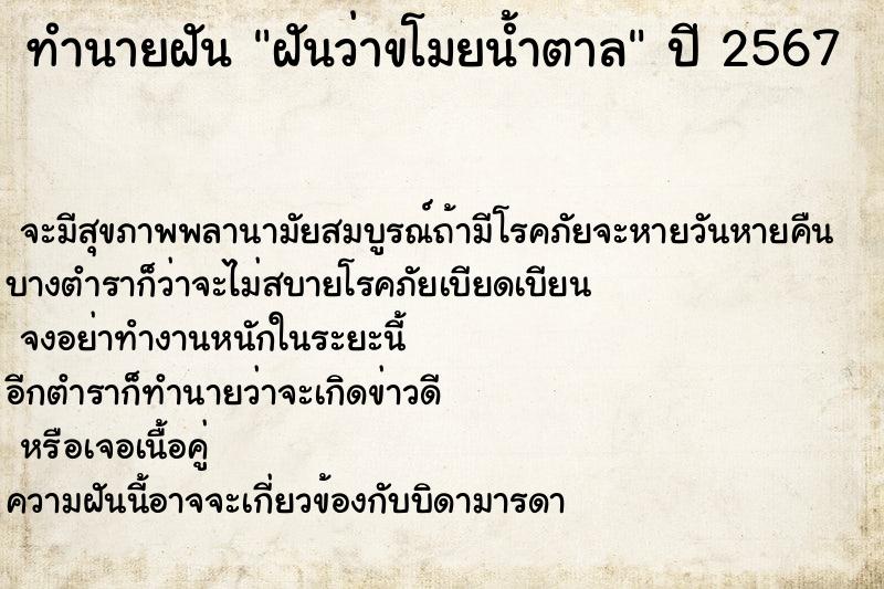ทำนายฝันฝันว่าขโมยน้ำตาล ทำนายฝันทำนายฝันฝันว่าขโมยน้ำตาล
