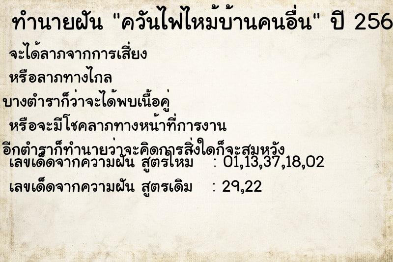ทำนายฝัน ควันไฟไหม้บ้านคนอื่น ทำนายฝัน ควันไฟไหม้บ้านคนอื่น