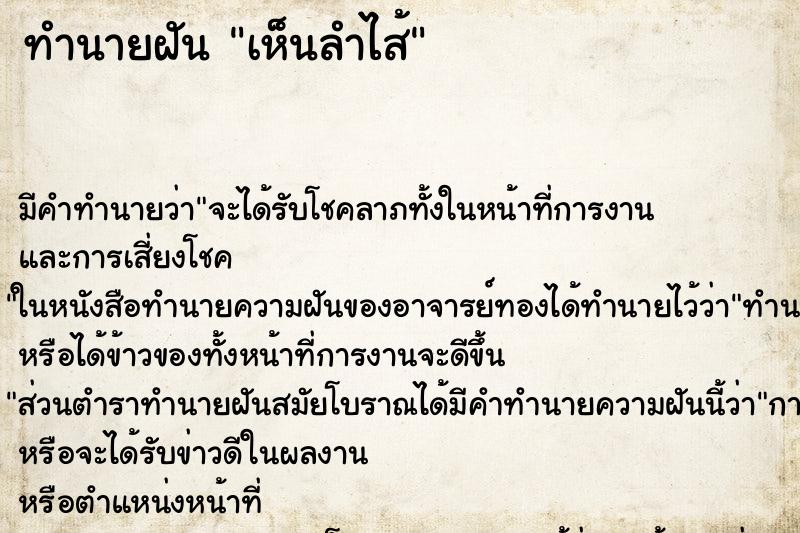 ทำนายฝัน เห็นลำไส้ ทำนายฝัน เห็นลำไส้