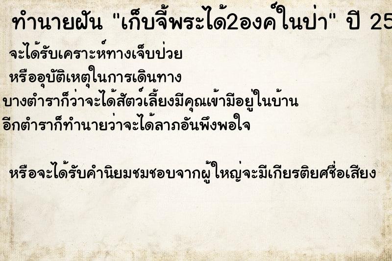 ทำนายฝันเก็บจี้พระได้2องค์ในป่า ทำนายฝันทำนายฝันเก็บจี้พระได้2องค์ในป่า