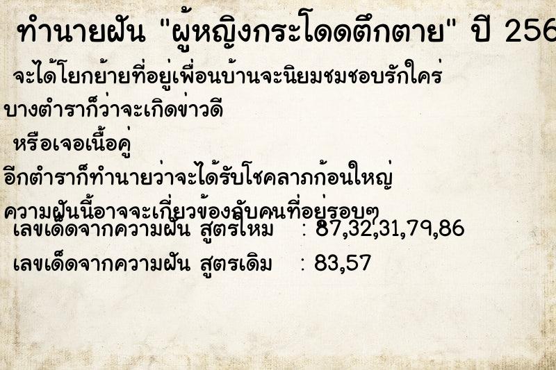 ทำนายฝัน ผู้หญิงกระโดดตึกตาย ทำนายฝัน ผู้หญิงกระโดดตึกตาย
