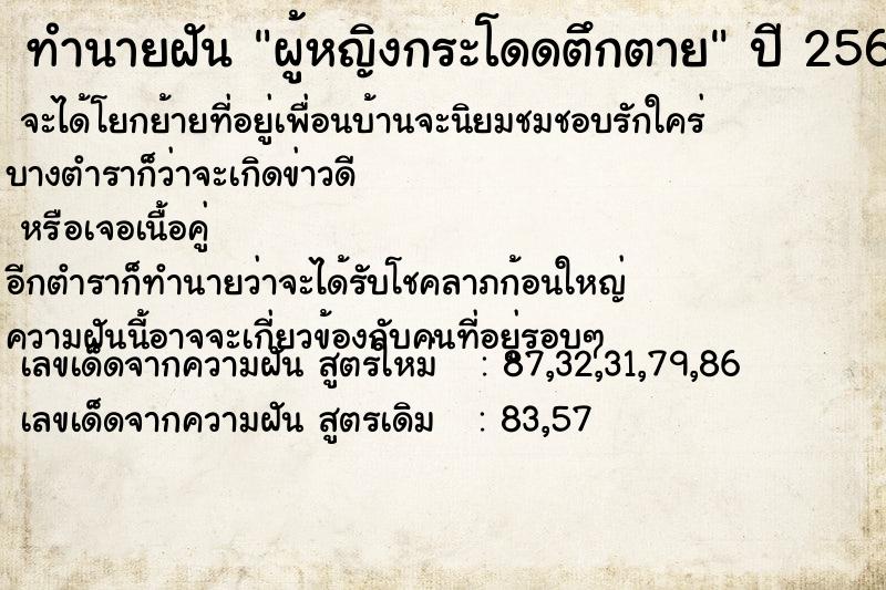 ทำนายฝัน ผู้หญิงกระโดดตึกตาย ตำราโบราณ แม่นที่สุดในโลก