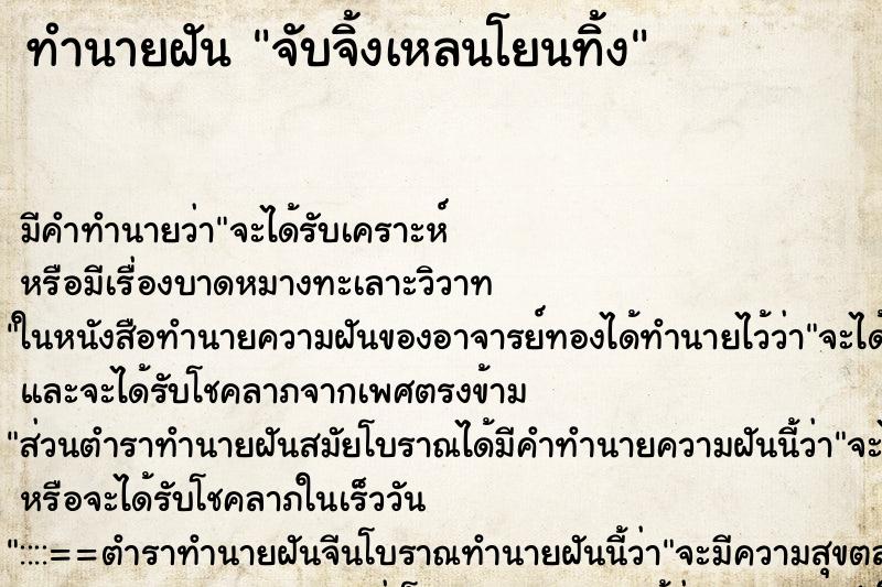 ทำนายฝันทำนายฝันจับจิ้งเหลนโยนทิ้ง