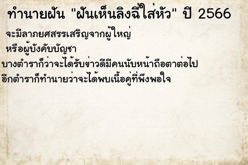 ทำนายฝันฝันเห็นลิงฉี่ใส่หัว ทำนายฝันทำนายฝันฝันเห็นลิงฉี่ใส่หัว