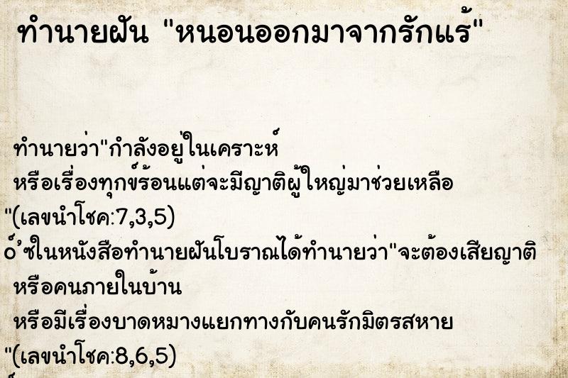 ทำนายฝัน หนอนออกมาจากรักแร้ ทำนายฝัน หนอนออกมาจากรักแร้
