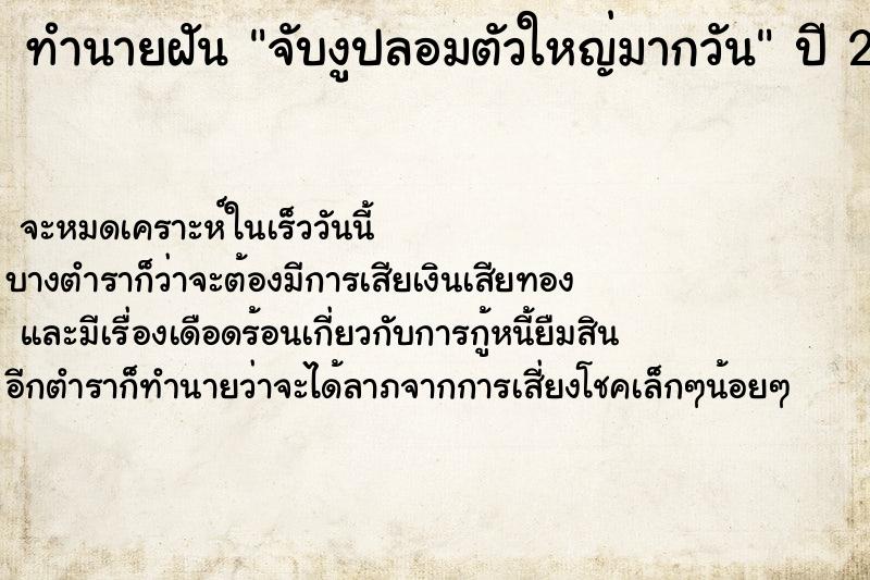 ทำนายฝันจับงูปลอมตัวใหญ่มากวัน ทำนายฝันทำนายฝันจับงูปลอมตัวใหญ่มากวัน