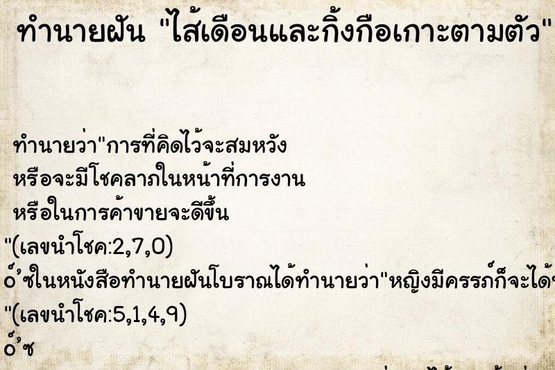 ทำนายฝันทำนายฝันไส้เดือนและกิ้งกือเกาะตามตัว