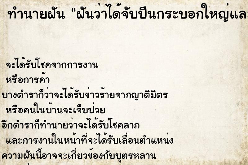 ทำนายฝันทำนายฝันฝันว่าได้จับปืนกระบอกใหญ่และยิงด้วย