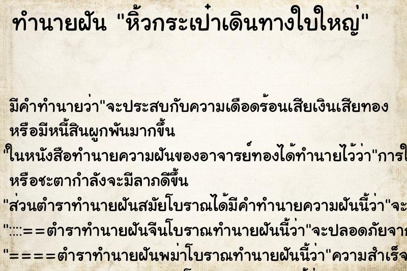 ทำนายฝันหิ้วกระเป๋าเดินทางใบใหญ่ ทำนายฝันทำนายฝันหิ้วกระเป๋าเดินทางใบใหญ่