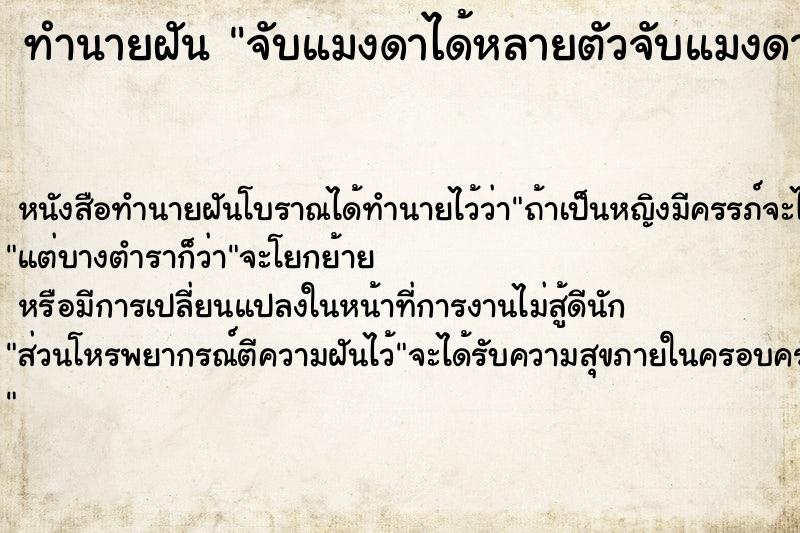 ทำนายฝัน จับแมงดาได้หลายตัวจับแมงดาได้หลายตัว ตำราโบราณ แม่นที่สุดในโลก