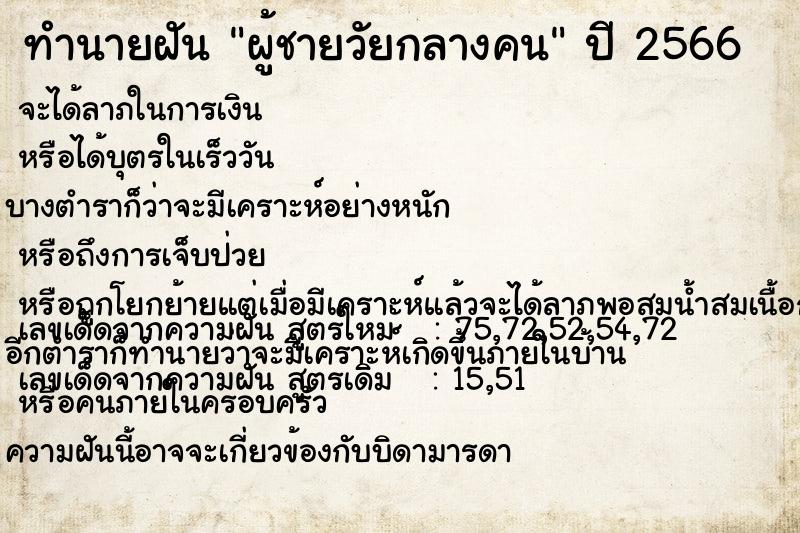 ทำนายฝัน ผู้ชายวัยกลางคน ทำนายฝัน ผู้ชายวัยกลางคน