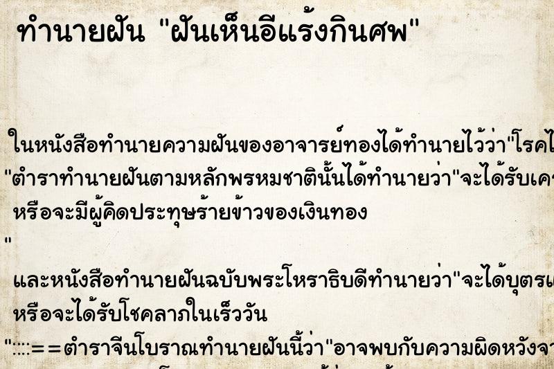 ทำนายฝันฝันเห็นอีแร้งกินศพ ทำนายฝันทำนายฝันฝันเห็นอีแร้งกินศพ