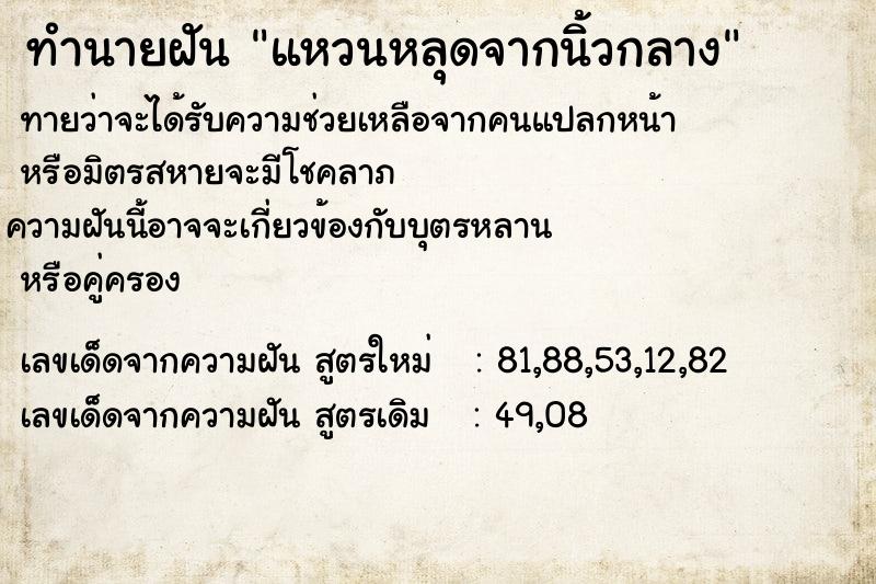 ทำนายฝัน แหวนหลุดจากนิ้วกลาง ตำราโบราณ แม่นที่สุดในโลก