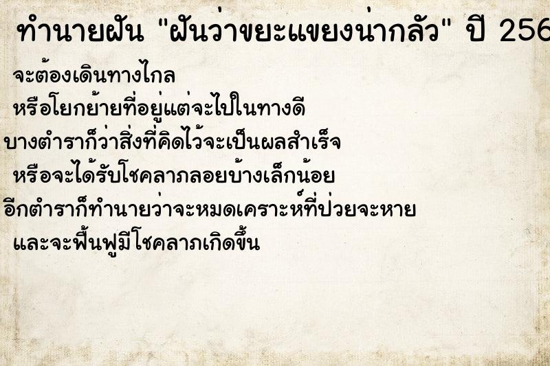 ทำนายฝันฝันว่าขยะแขยงน่ากลัว ทำนายฝันทำนายฝันฝันว่าขยะแขยงน่ากลัว