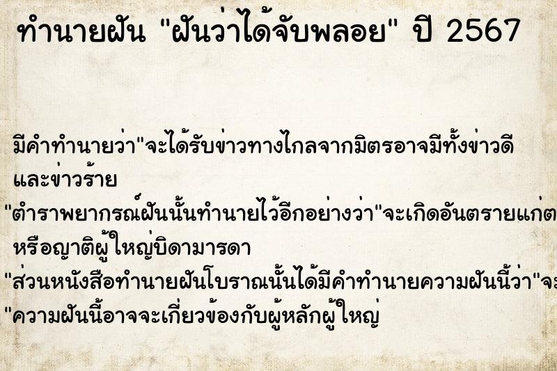 ทำนายฝันทำนายฝันฝันว่าได้จับพลอย