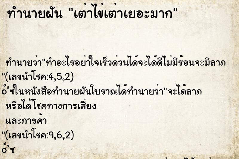 ทำนายฝัน เต่าไข่เต่าเยอะมาก ทำนายฝัน เต่าไข่เต่าเยอะมาก