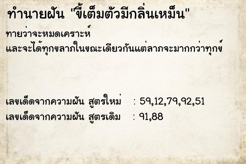 ทำนายฝันทำนายฝันขี้เต็มตัวมีกลิ่นเหม็น