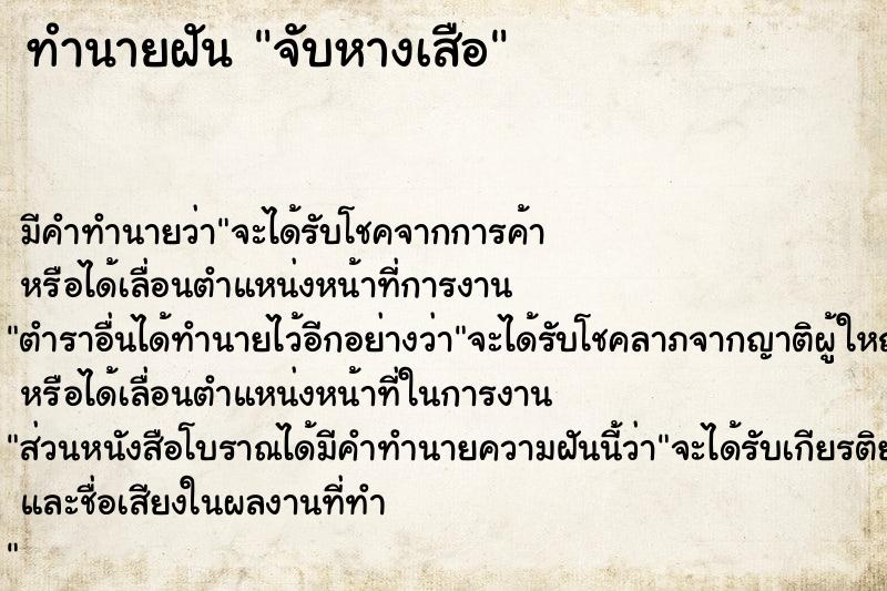 ทำนายฝัน จับหางเสือ ทำนายฝัน จับหางเสือ