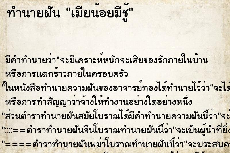 ทำนายฝันเมียน้อยมีชู้ ทำนายฝันทำนายฝันเมียน้อยมีชู้