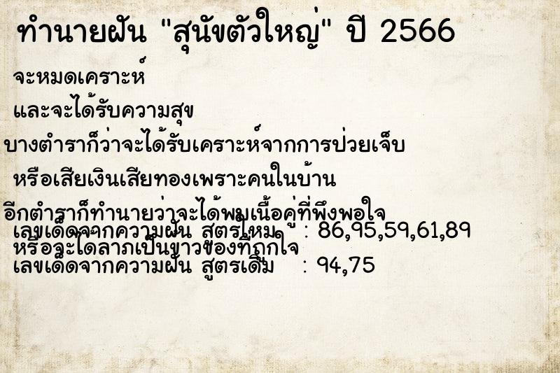 ทำนายฝัน สุนัขตัวใหญ่ ทำนายฝัน สุนัขตัวใหญ่
