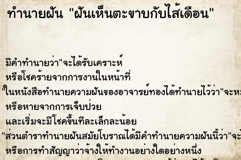 ทำนายฝัน ฝันเห็นตะขาบกับไส้เดือน ตำราโบราณ แม่นที่สุดในโลก