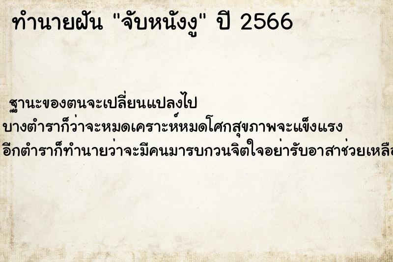 ทำนายฝันทำนายฝันจับหนังงู