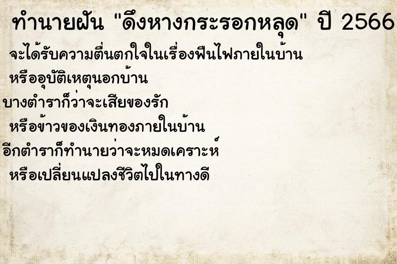 ทำนายฝันทำนายฝันดึงหางกระรอกหลุด