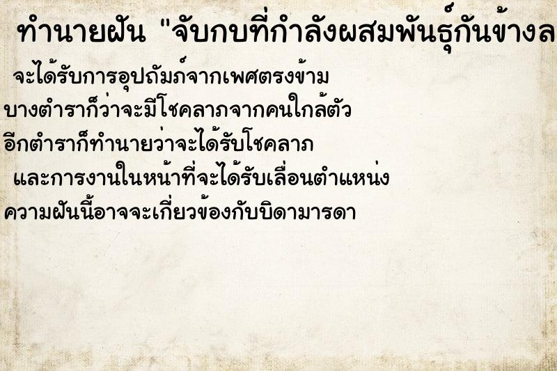 ทำนายฝัน จับกบที่กำลังผสมพันธุ์กันข้างละคู่ ทำนายฝัน จับกบที่กำลังผสมพันธุ์กันข้างละคู่