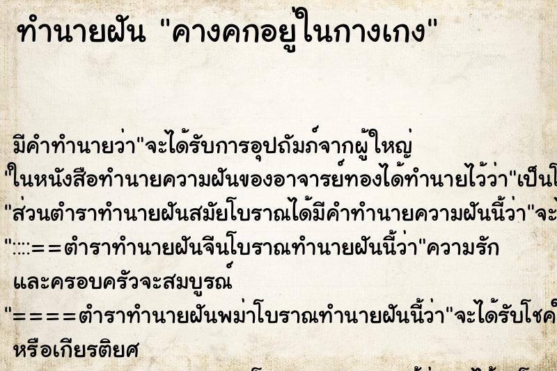 ทำนายฝัน คางคกอยู่ในกางเกง ทำนายฝัน คางคกอยู่ในกางเกง