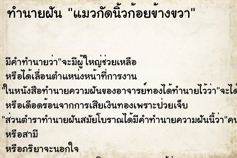 ทำนายฝัน แมวกัดนิ้วก้อยข้างขวา ทำนายฝัน แมวกัดนิ้วก้อยข้างขวา