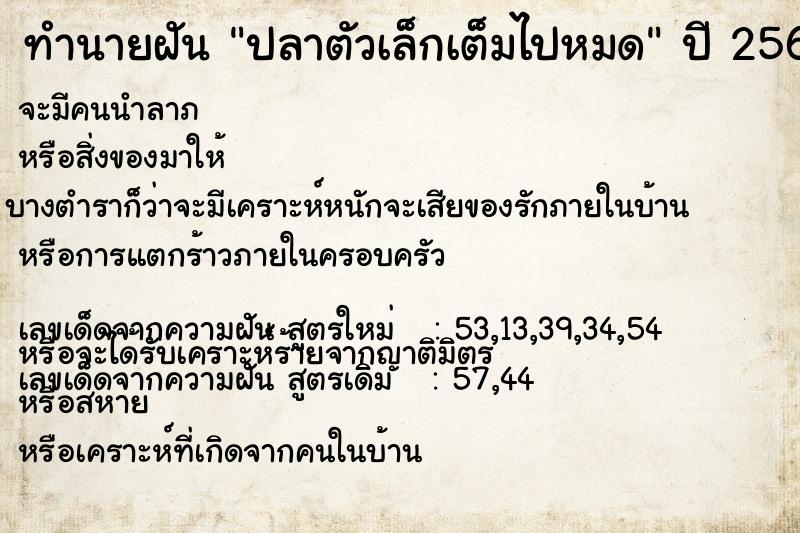 ทำนายฝันทำนายฝันปลาตัวเล็กเต็มไปหมด