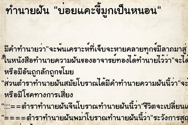ทำนายฝันบ่อยแคะขี้มูกเป็นหนอน ทำนายฝันทำนายฝันบ่อยแคะขี้มูกเป็นหนอน