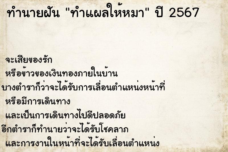 ทำนายฝัน ทำแผลให้หมา