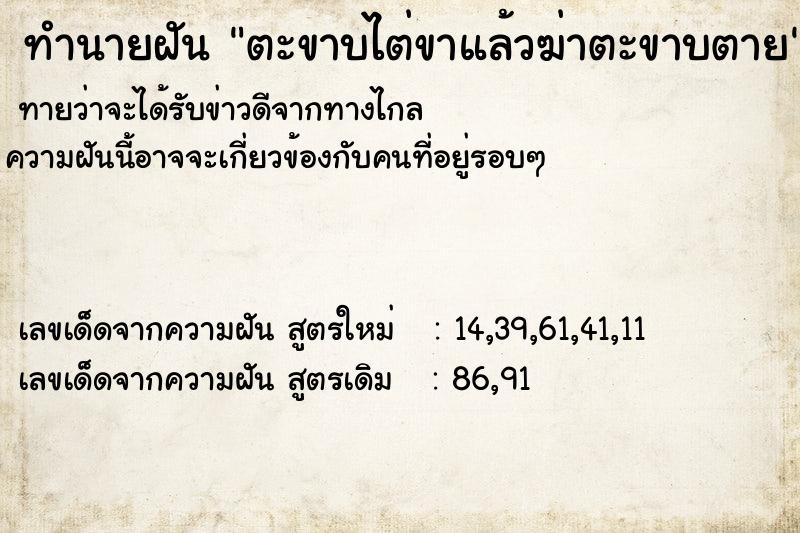 ทำนายฝันตะขาบไต่ขาแล้วฆ่าตะขาบตาย ทำนายฝันทำนายฝันตะขาบไต่ขาแล้วฆ่าตะขาบตาย