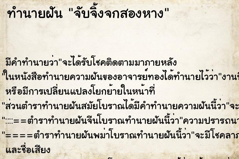 ทำนายฝัน จับจิ้งจกสองหาง ทำนายฝัน จับจิ้งจกสองหาง