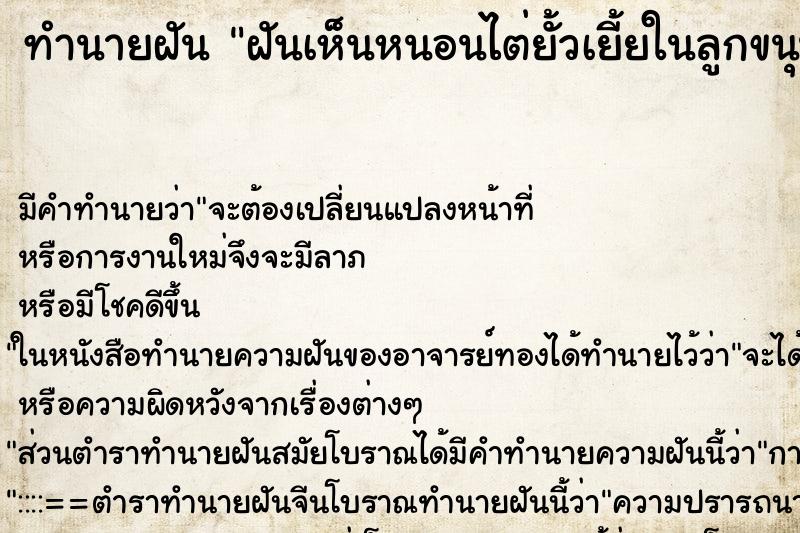 ทำนายฝันฝันเห็นหนอนไต่ยั้วเยี้ยในลูกขนุน ทำนายฝันทำนายฝันฝันเห็นหนอนไต่ยั้วเยี้ยในลูกขนุน