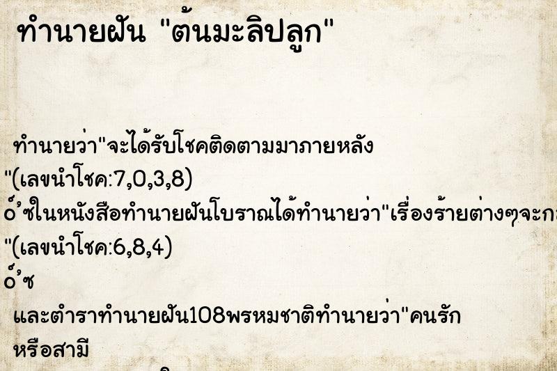 ทำนายฝันต้นมะลิปลูก ทำนายฝันทำนายฝันต้นมะลิปลูก