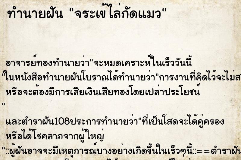 ทำนายฝัน จระเข้ไล่กัดแมว ตำราโบราณ แม่นที่สุดในโลก