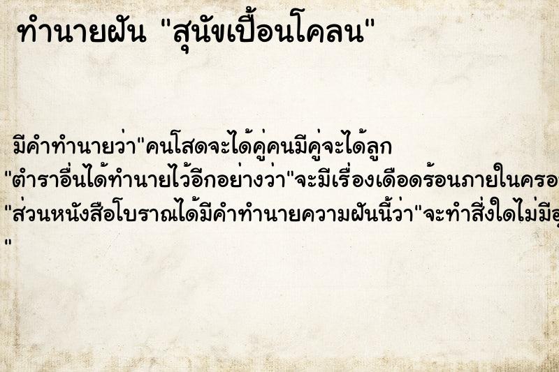 ทำนายฝันทำนายฝันสุนัขเปื้อนโคลน
