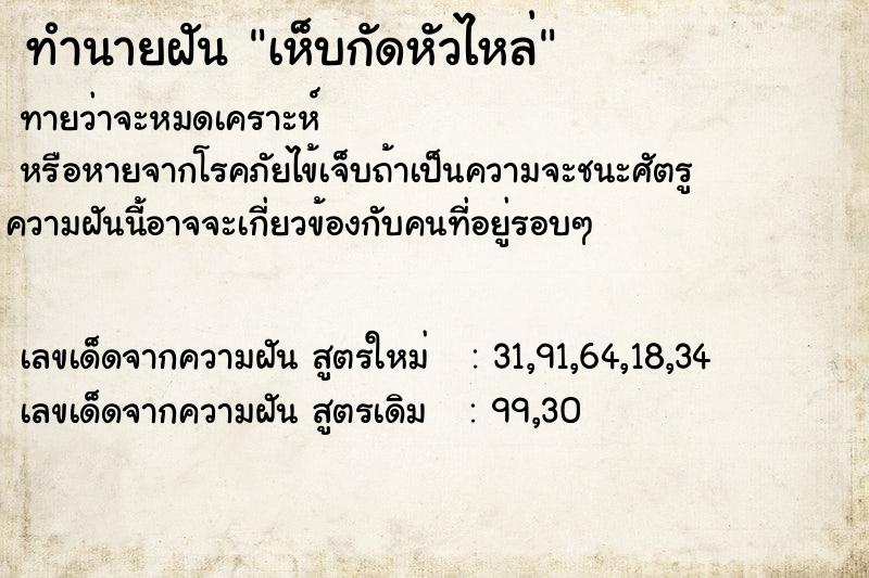 ทำนายฝันทำนายฝันเห็บกัดหัวไหล่