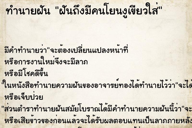 ทำนายฝันฝันถึงมีคนโยนงูเขียวใส่ ทำนายฝันทำนายฝันฝันถึงมีคนโยนงูเขียวใส่