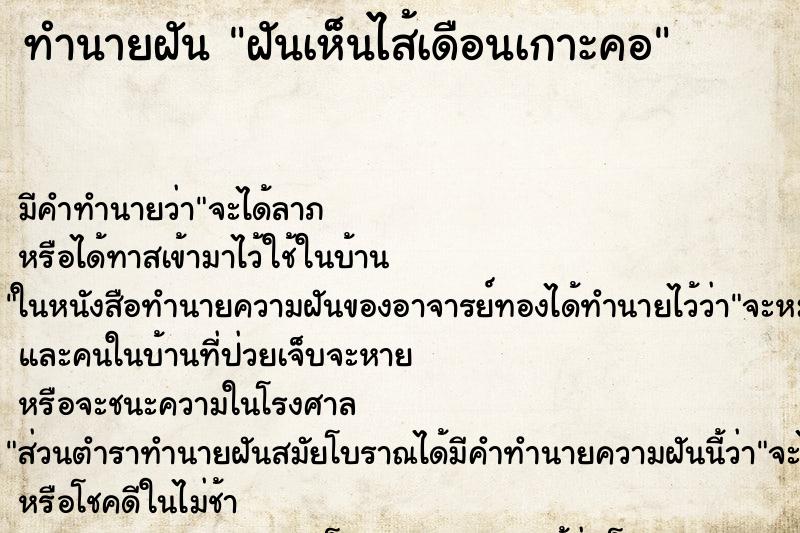 ทำนายฝัน ฝันเห็นไส้เดือนเกาะคอ ทำนายฝัน ฝันเห็นไส้เดือนเกาะคอ